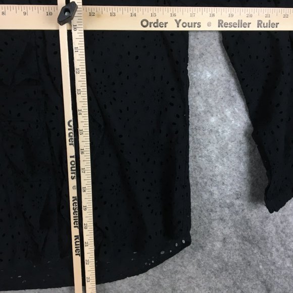 Madewell Top XS Blouse Long Sleeve Black Eyelet Ruffle Lace Career Gothic Romanc - Picture 9 of 12